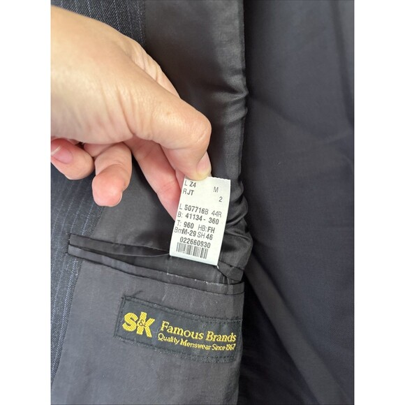 Lauren Ralph Lauren Men’s Black Wool Sports Jacket Blazer Blue Stripes 44R - Picture 8 of 12